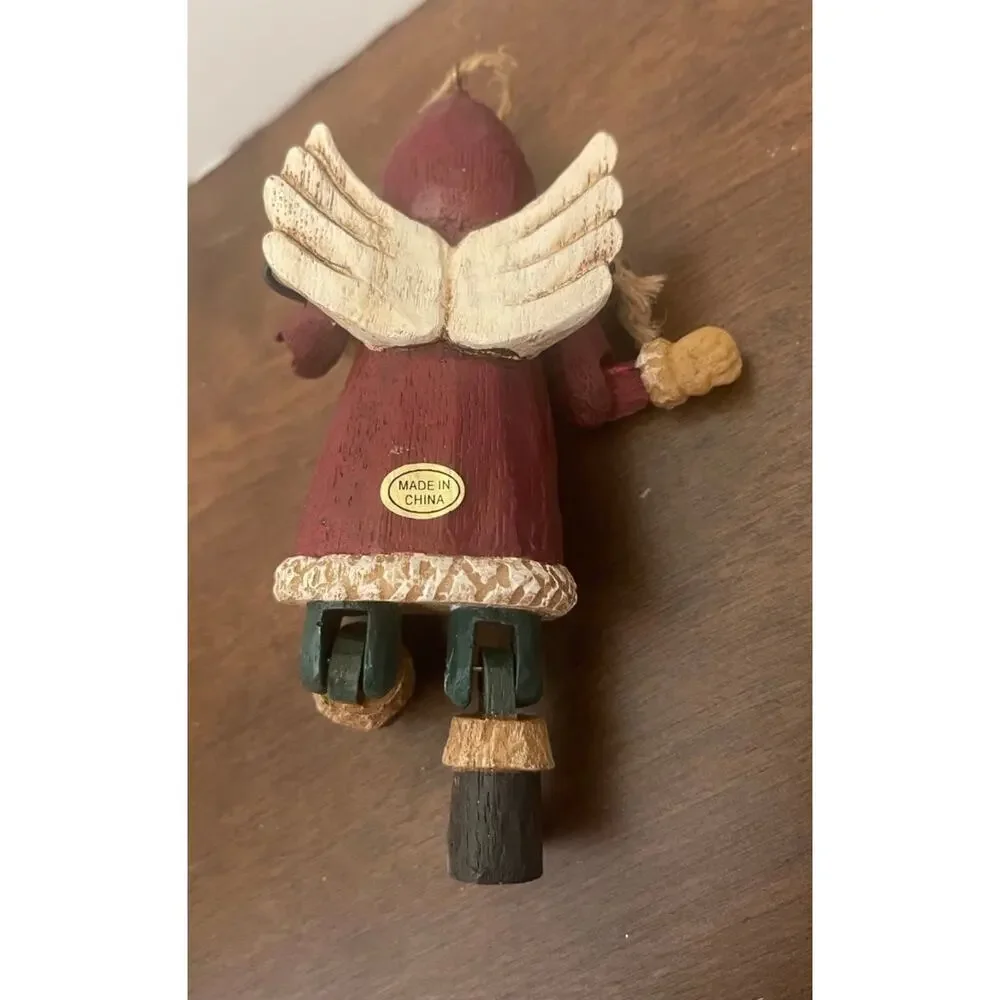 folk art Christmas angel wood look